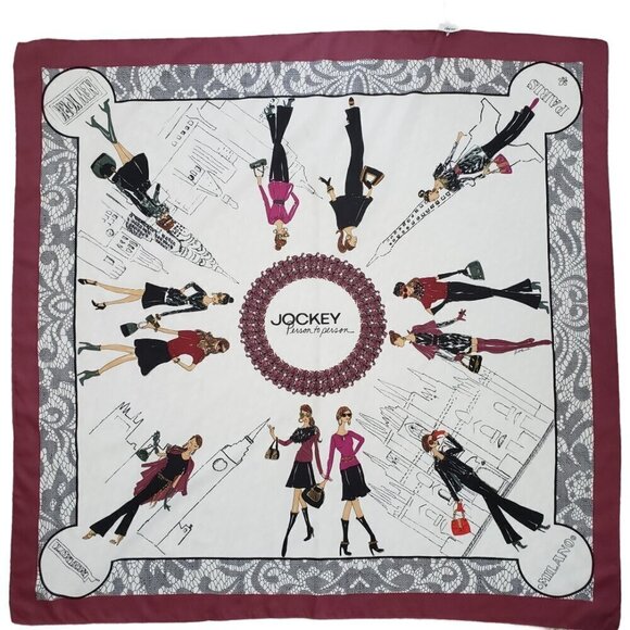 NWT 2008 Jockey Fashion Scarf White Burgundy Mauve Black - Picture 2 of 6